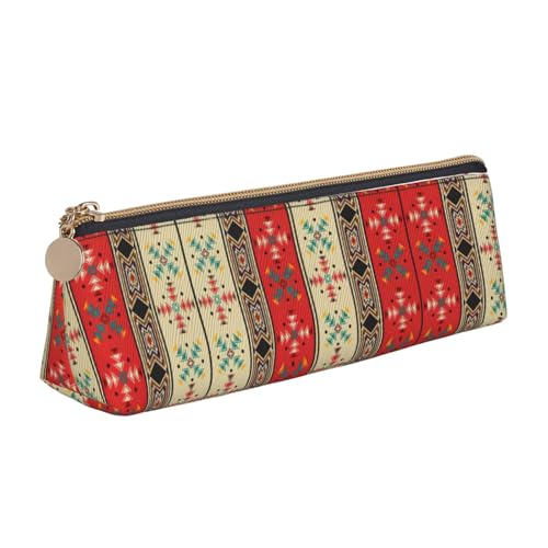 MIEKGPS Federmäppchen im Navaho-Stil, personalisierbar, Leder, Make-up-/Kosmetiktasche, Schreibwaren-Tasche von MIEKGPS