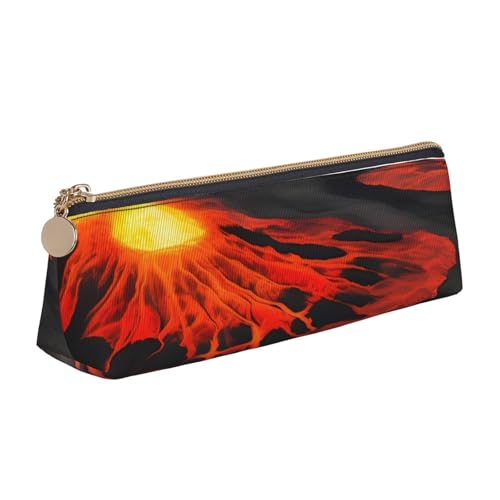 MIEKGPS Kilauea Federmäppchen, Motiv: Vulkane, personalisierbar, Leder, Make-up-/Kosmetiktasche, Schreibwaren-Tasche von MIEKGPS