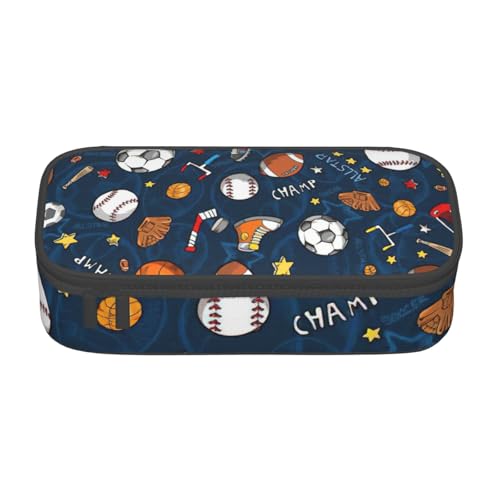 MIEKGPS Make-up-Tasche mit Baseball-, Basketball-, Fußball-, Hockey-Aufdruck, Kosmetiktasche, großes Fassungsvermögen, Federmäppchen, Organizer, tragbare Tasche, schwarz, Einheitsgröße, modern MIEKGPS Make-up-Tasche mit Baseball-, Basketball-, Fußball-, Hockey-Aufdruck, Kosmetiktasche, großes Fassungsvermögen, Federmäppchen, Organizer, tragbare Tasche, schwarz, Einheitsgröße, modern von MIEKGPS