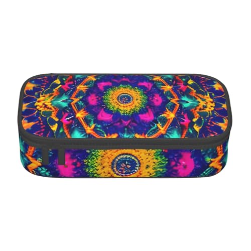 MIEKGPS Make-up-Tasche mit Mandala-Muster, Kosmetiktasche, großes Fassungsvermögen, Federmäppchen, Organizer, tragbare Tasche, schwarz, Einheitsgröße, modern von MIEKGPS