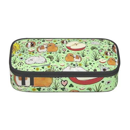 MIEKGPS Make-up-Tasche mit Meerschweinchen-Aufdruck, großes Fassungsvermögen, Federmäppchen, Organizer, tragbare Tasche, schwarz, Einheitsgröße, modern von MIEKGPS
