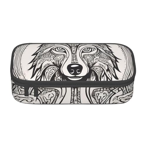 MIEKGPS Make-up-Tasche mit Wolfsmotiven, Motiv: Draw01, Kosmetiktasche, großes Fassungsvermögen, Federmäppchen, Organizer, tragbare Tasche, schwarz, Einheitsgröße, modern von MIEKGPS