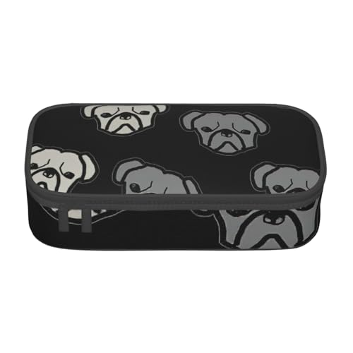 MIEKGPS Make-up-Tasche mit amerikanischer Bulldogge, großes Fassungsvermögen, Federmäppchen, Organizer, tragbare Tasche, schwarz, Einheitsgröße, modern von MIEKGPS