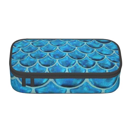 MIEKGPS Make-up-Tasche mit blauem Fischschuppen-Motiv, große Kapazität, Federmäppchen, Organizer, tragbare Tasche, schwarz, Einheitsgröße, modern MIEKGPS Make-up-Tasche mit blauem Fischschuppen-Motiv, große Kapazität, Federmäppchen, Organizer, tragbare Tasche, schwarz, Einheitsgröße, modern von MIEKGPS