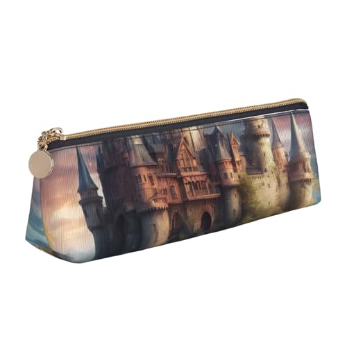 MIEKGPS Mysterious Fantasy Fairy Tale Castle01 Federmäppchen, Leder, personalisierbar, Make-up-/Kosmetiktasche, Schreibwaren-Tasche von MIEKGPS