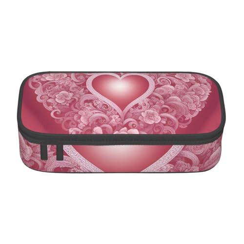 MIEKGPS Romantische Make-up-Tasche mit Herz-Druck, großes Fassungsvermögen, Federmäppchen, Organizer, tragbare Tasche, schwarz, Einheitsgröße, modern MIEKGPS Romantische Make-up-Tasche mit Herz-Druck, großes Fassungsvermögen, Federmäppchen, Organizer, tragbare Tasche, schwarz, Einheitsgröße, modern von MIEKGPS