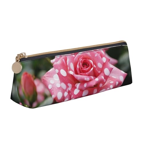 MIEKGPS Schönes Federmäppchen aus Leder mit Punktemuster, personalisierbar, für Make-up, Kosmetik, Schreibwaren von MIEKGPS