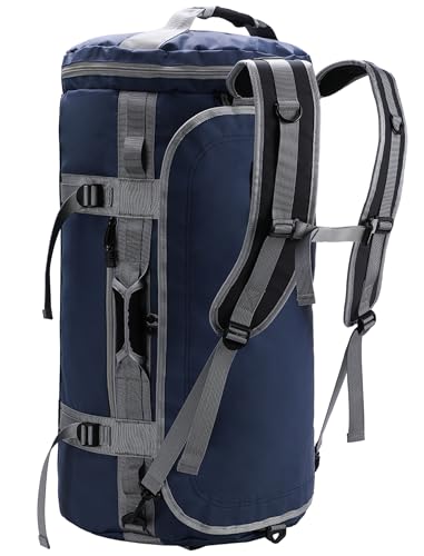 MIER Großer Duffel Rucksack Sport Turnbeutel mit Schuhfach, strapazierfähig und wasserabweisend, Marineblau, 60L von MIER