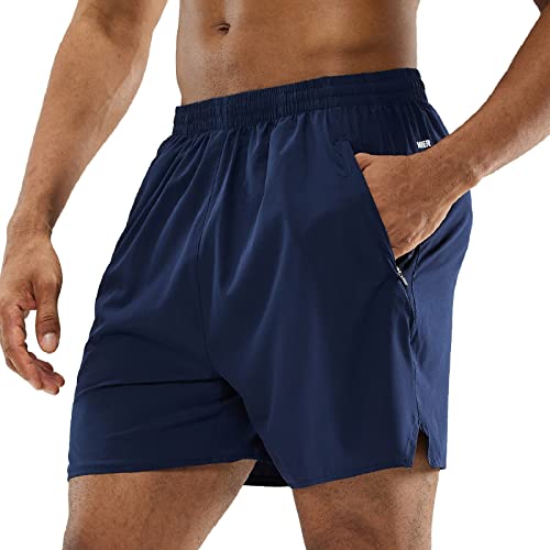 MIER Herren Athletic Shorts 12,7 cm leichte Laufshorts Kurze Sporthose mit Reißverschlusstaschen, elastischer Taille, ohne Futter, navy, X-Groß MIER Herren Athletic Shorts 12,7 cm leichte Laufshorts Kurze Sporthose mit Reißverschlusstaschen, elastischer Taille, ohne Futter, navy, X-Groß von MIER