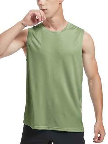 MIER Herren UPF 50+ ärmelloses Workout Swim Shirts Schnell trocknend Laufen Tank Tops UV-Schutz Muskel-T-Shirts von MIER