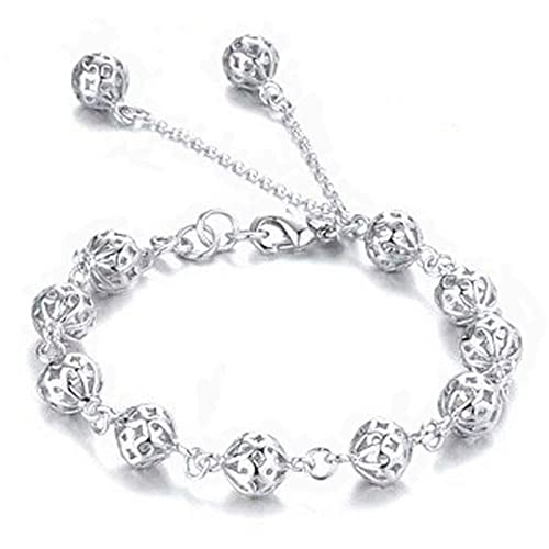 Verstellbare Damen Schiebe Armbänder Schmuck Mode Dekoration Silber Unisex Elegant Einstellbare Hohlkugel Anhänger Charm Silber Armband für Damen Mädchen Jubiläum Festival Geburtstagsgeschenk Kleidung Verstellbare Damen Schiebe Armbänder Schmuck Mode Dekoration Silber Unisex Elegant Einstellbare Hohlkugel Anhänger Charm Silber Armband für Damen Mädchen Jubiläum Festival Geburtstagsgeschenk Kleidung von MIFANI