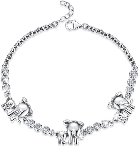 Verstellbare Damen Schieberarmbänder Schmuck Mode Dekoration Silber Unisex verstellbar Intarsien Zirkonia Tier Elefant Charm Silber Armband für Damen Mädchen Jubiläum Festival Geburtstagsgeschenk von MIFANI