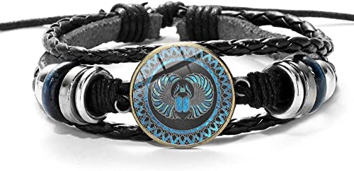 Verstellbare Damen Slider Armbänder Schmuck Mode Dekoration Armbänder Damen Lederarmband Vintage Geflochten Punk Echtleder Charm Knöpfe Glas Skarabäus Muster Mehrschichtig Schwarz Verstellbare Damen Slider Armbänder Schmuck Mode Dekoration Armbänder Damen Lederarmband Vintage Geflochten Punk Echtleder Charm Knöpfe Glas Skarabäus Muster Mehrschichtig Schwarz von MIFANI