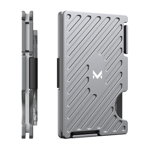 MIFANYO Männer-Geldbörsen, Minimalistischer Metallkartenhalter mit Geldriemen, Slim Kartenetui Herren, RFID-Schutz-Geldbörse, Fronttasche, Grau, L03 von MIFANYO