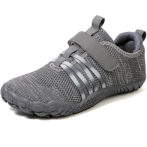 Kinder Barfußschuhe Minimalistisches Sneaker für Jungen Mädchen mit breiter Zehenbox und Zero-Drop-Design Aquaschuhe Schwimmschuhe ideal als Bade Strand oder Schwimmaccessoire (Dunkelgrau,EU34) von MIFAWA