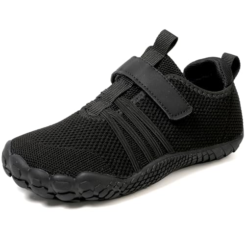 MIFAWA Kinder Barfußschuhe Minimalistisches Sneaker für Jungen Mädchen mit breiter Zehenbox und Zero-Drop-Design Aquaschuhe Schwimmschuhe ideal als Bade Strand oder Schwimmaccessoire (Schwarz,32EU) von MIFAWA