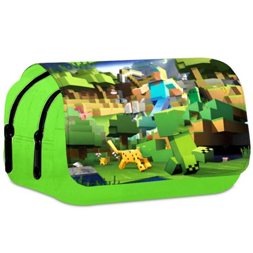 MIFKLMV Cartoon Federmäppchen Creeper Videospiele 2 Fach Doppelter Reißverschluss Große Kapazität Mäppchen, 3D Druck Bleistift Tasche, Schreibwaren Organizer für Studenten und Bürobedarf. von MIFKLMV