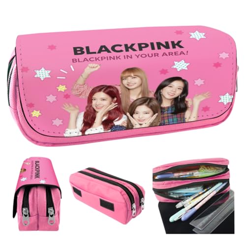 MIFKLMV Federmäppchen Mädchen Blackppinkk Mäppchen Tragbares with Zip Cartoon Federmappe Groß Kapazität Mäppchen Für Teenager Kinder Junge Mädchen Schule Zuhause Büro Lieferungen Speicher Beutel -A von MIFKLMV