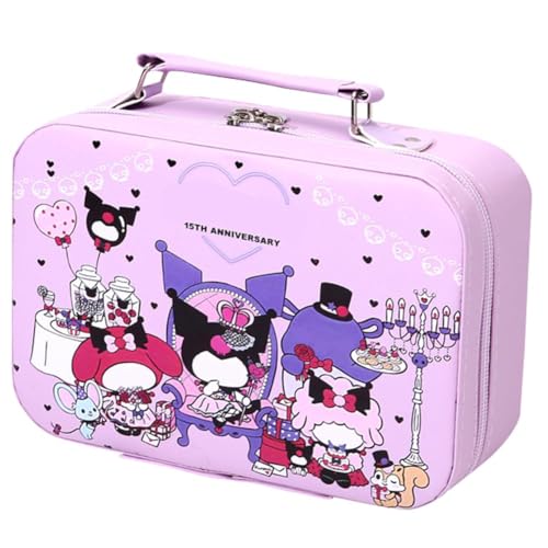 Cartoon Kosmetiktasche, Kinder-Kosmetiktasches, Kleine Reise-Kosmetiktasches, Kosmetiktasch Mit Spiegel, wasserdichte Leder-Kosmetiktasches,Geschenke für Kinder, for Everyday Life, Travel, Lila von MIFKLMV