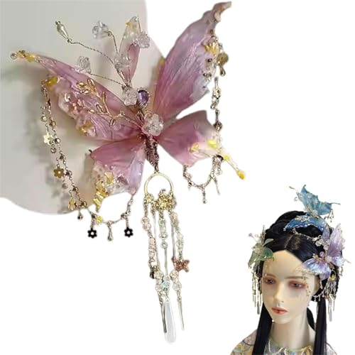 Butterfly Tears Tassel Hair Clip, fairy wings Beaded Design Hair Claws for Hairstyles, Butterfly Tassel Hair Clip for Women(Pink) von MIGEDY