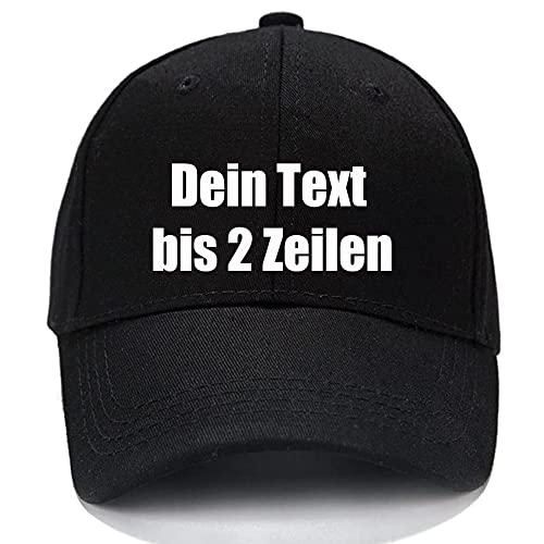 MIGIAN Personalisierte Baseball Cap Basecap mit Wunschtext Individueller Text Verstellbare Reine Farbe Baseballmütze Sport Visier Hut für Herren Damen (Black) von MIGIAN