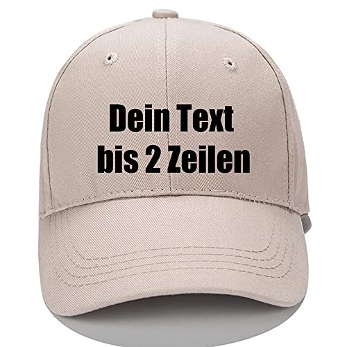 MIGIAN Personalisierte Baseball Cap Basecap mit Wunschtext Individueller Text Verstellbare Reine Farbe Baseballmütze Sport Visier Hut für Herren Damen (Khaki) von MIGIAN