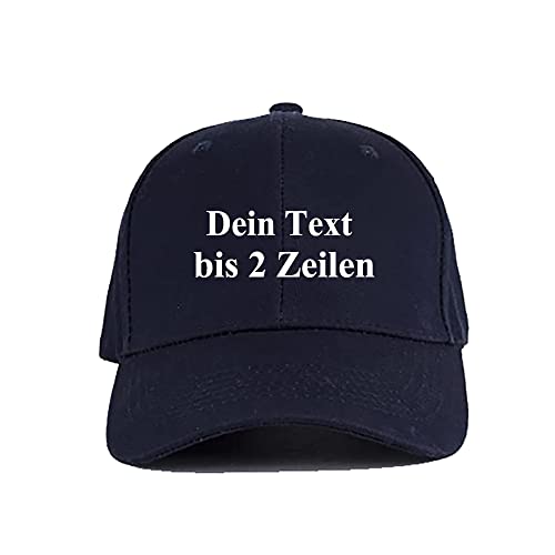 MIGIAN Personalisierte Baseball Cap Basecap mit Wunschtext Individueller Text Verstellbare Reine Farbe Baseballmütze Sport Visier Hut für Herren Damen (Navy Blue) von MIGIAN