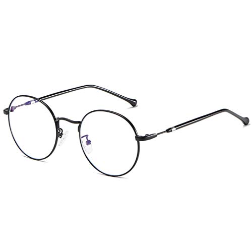 MIGOO Klassische Rund Rahmen Brille Ohne Stärke Nerdbrille Metall Rahmen Retro Brillenfassungen mit Nasenpad，Herren/Damen von MIGOO