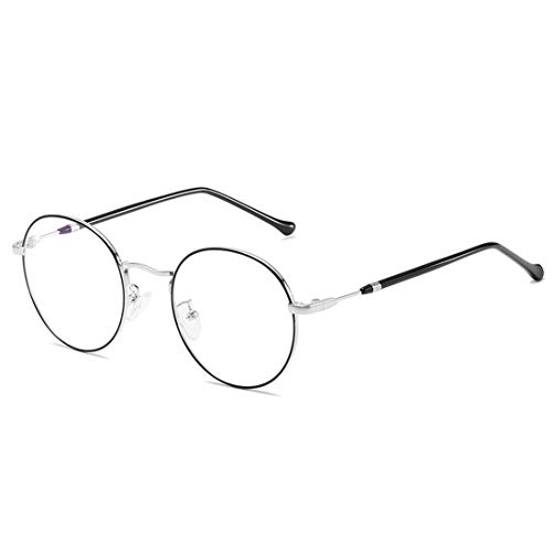 MIGOO Klassische Rund Rahmen Brille Ohne Stärke Nerdbrille Metall Rahmen Retro Brillenfassungen mit Nasenpad，Herren/Damen von MIGOO