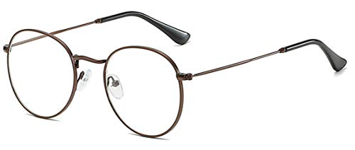 MIGOO Klassische Runde Blaulichtfilter Brille Ohne Stärke Metall Rahmen Retro Brillenfassungen Nerdbrille Unisex (Herren/Damen) von MIGOO