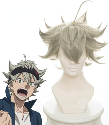 Anime Black Clover Cosplay Asta Kurze Cosplay Perücken Zubehör Hitzebeständige Faser Cosplay Perücken Kostüm Prop Mit Freier Perücke Cap von MIGUOO