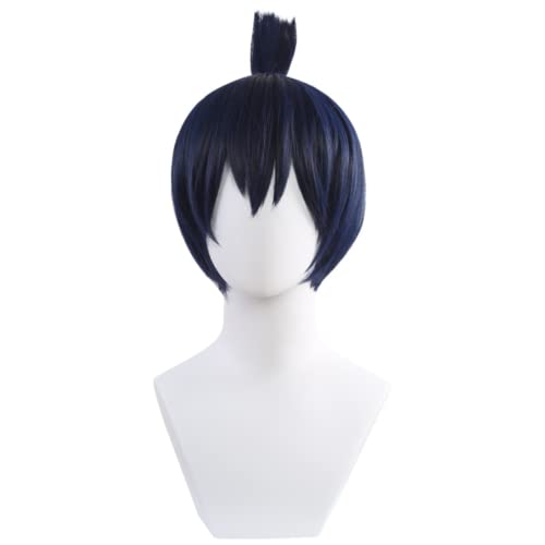 Anime Chainsaw Man Cosplay Perücke, Hayakawa Aki Perücke, blau-schwarze Kurzhaar Perücken mit Perücke Cap, für Halloween Karneval Kostüm Party Accesorios von MIGUOO