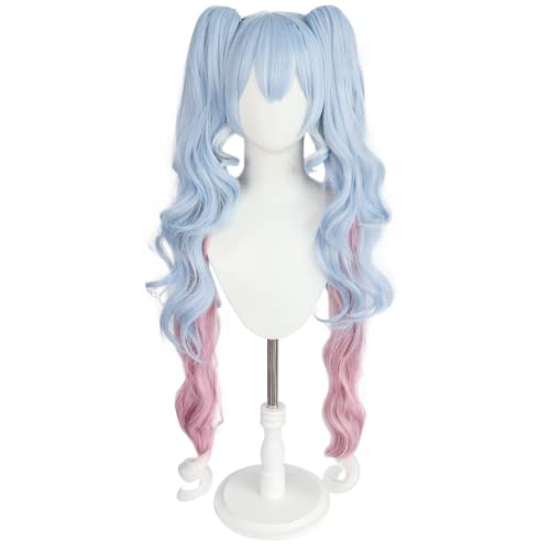 Anime Hatsune Miku Cosplay Perücke, Frauen Gemischte Farbe Dual Waves Rolle Pferdeschwanz Perücke, Für Halloween Kostüm Party Rollenspiel von MIGUOO