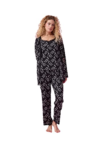 MIHRA DREI-teiliges Pyjama-Set für Junge Mädchen und Elegante Kleider Damen Pyjama-Set mit Spitzendetail und Fruchtdruck für den Sommer (as3, Alpha, m, Regular, Tall, Schwarz und Weiß) von MIHRA