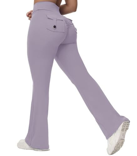 MIHRUSEM Schlag-Leggings für Damen mit Taschen, Scrunch-Po-Hose mit hoher Taille, Fitnessstudio, Workout, Yoga, Laufhose, Lila Esche, X-Klein MIHRUSEM Schlag-Leggings für Damen mit Taschen, Scrunch-Po-Hose mit hoher Taille, Fitnessstudio, Workout, Yoga, Laufhose, Lila Esche, X-Klein von MIHRUSEM