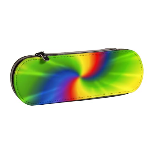 MIJKO Tie-Dye-Regenbogen, Federmäppchen, PU-Leder, Federmäppchen, großes Fassungsvermögen, Kosmetiktasche von MIJKO