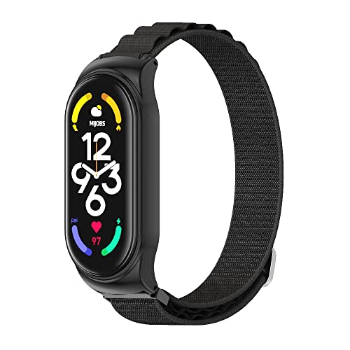 MIJOBS Elastisch Armband Kompatibel mit Xiaomi Mi Band 7/Mi Band 6/Mi Band 5 Armband, Verstellbares Ersatzarmbänder Nylon Loop Sport Uhrenarmband für Damen Herren von MIJOBS