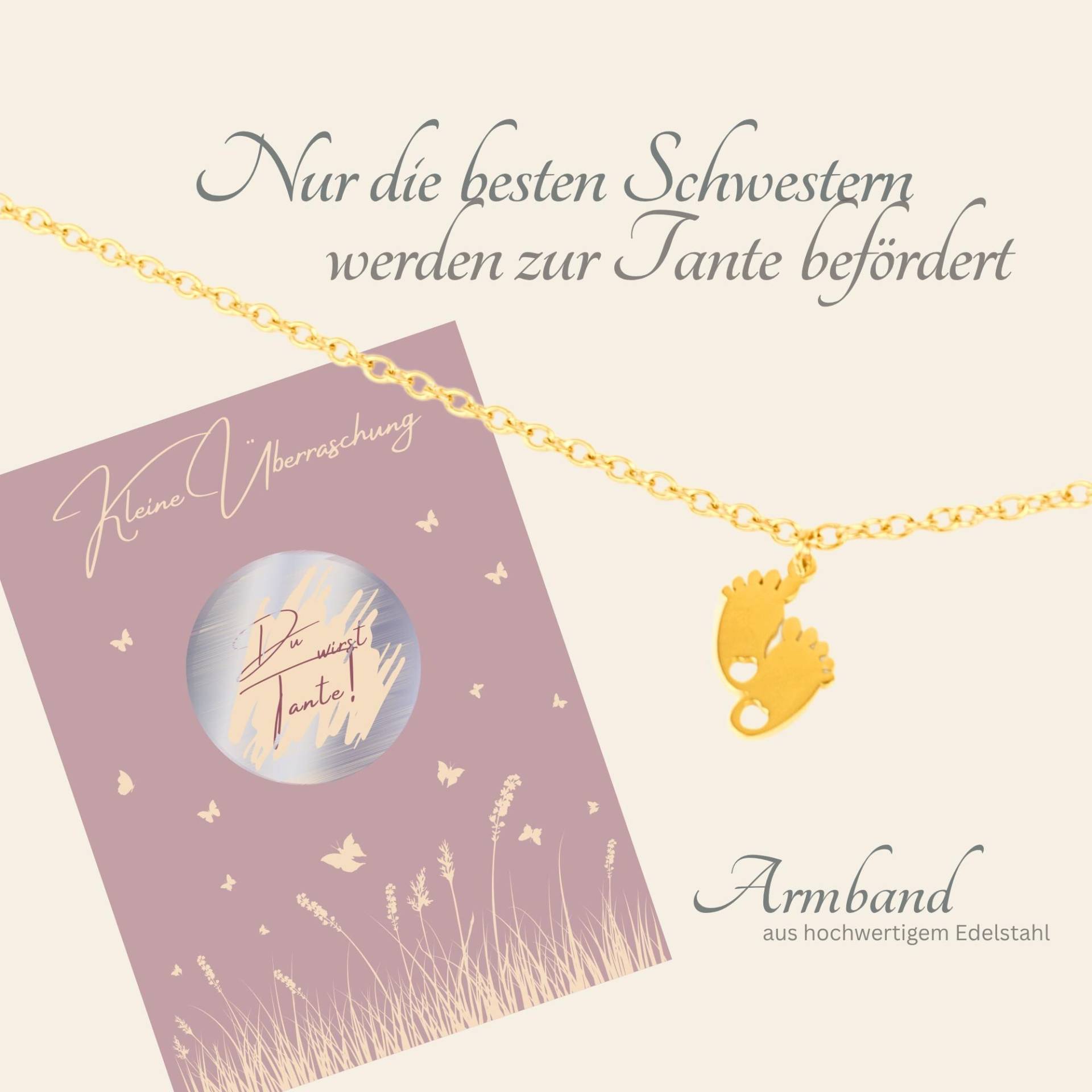 Armband Edelstahl, Wasserfest & Hypoallergen "Du Wirst Tante"-Nur Die Besten Schwestern Werden Zur Tante Befördert von MIJOLAshop