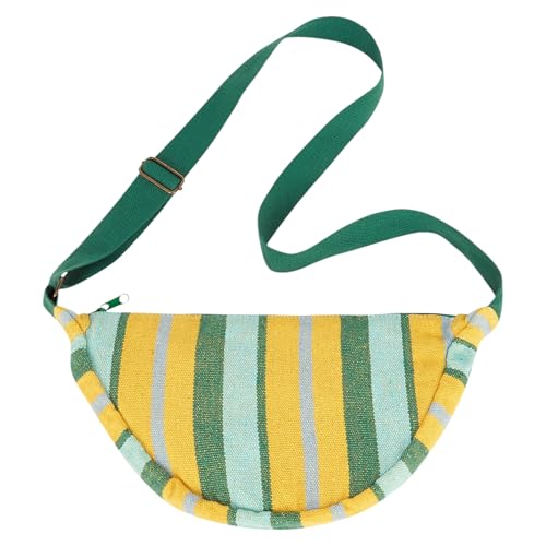King Louie Crossbody Tasche mit verstellbarem Gurt und aus festem Webstoff 38 x 19 x 9 cm 100% Baumwolle (Fanny Le Stripe - Yellow Cream) von MIJOMA
