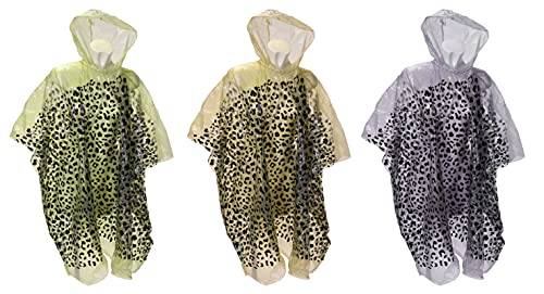 3 Stück Regenponcho mit Kapuze Regen Poncho Notfall-Poncho Regenmantel Regenjacke Regencape, Leoparden-Design Einweg Wasserdicht Unisex, für Konzert Camping Wandern Angeln von MIJOMA