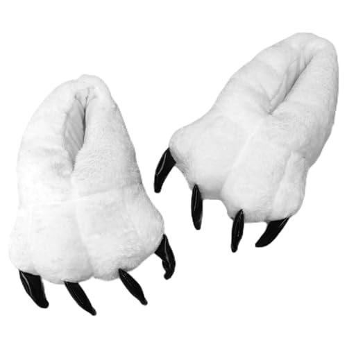 MIJOMA Damen Herren Unisex Hausschuhe Pantoffeln Slipper super weich flach im Eisbär-Design mit wilden Krallen Weiß (Weiß, EU Schuhgrößensystem, Erwachsene, Damen, Numerisch (von/bis), Breit, 36, 37) von MIJOMA