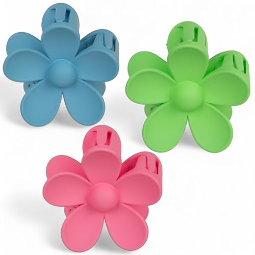MIJOMA Haarklammern Blume 3er Set – große Haarspangen 7 cm – starke Kunststoff Haarclips für Damen & Mädchen – farbenfrohes Blumen-Design (Fresh Bloom) von MIJOMA