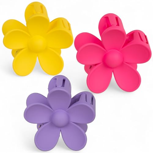 MIJOMA Haarklammern Blume 3er Set – große Haarspangen 7 cm – starke Kunststoff Haarclips für Damen & Mädchen – farbenfrohes Blumen-Design (Sunny Pop) von MIJOMA