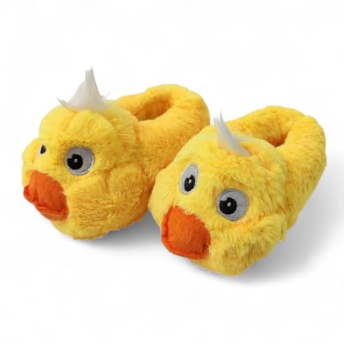 MIJOMA Kuschel-Hausschuhe Pantoffel Unisex Ente mit süßem Gesicht und kuscheligem Stoff (Eine Größe, EU Schuhgrößensystem, Grundschulkind, Numerisch (von/bis), M, 31, 32) von MIJOMA