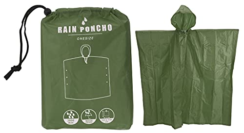 Regenponcho mit Kapuze Regen Poncho Notfall-Poncho Regenmantel Regenjacke Regencape, Unisex, für Konzert Camping Wandern Angeln (Grün) von MIJOMA