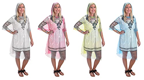 Set Regenponcho mit Kapuze Regen Poncho Notfall-Poncho Regenmantel Regenjacke Regencape, Einweg Wasserdicht Unisex, für Konzert Camping Wandern Angeln (Farbmix - 4 Stück) von MIJOMA