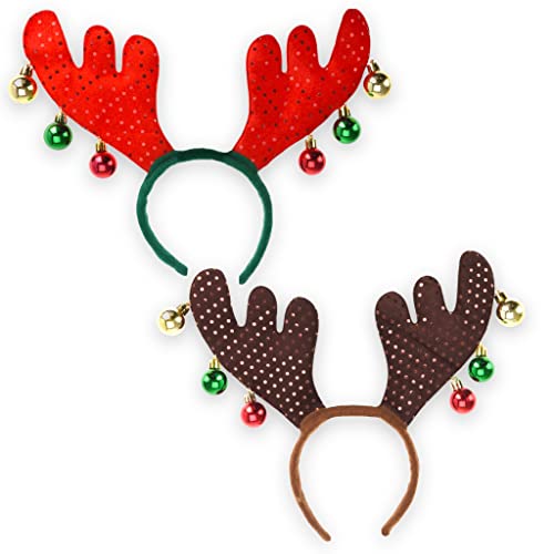 Set XMAS-Haarschmuck Weihnachts-Haarreifen Haarband Kopfschmuck Haarschmuck Haar-Accessoires für Weihnachten und Weihnachtsfeier (Elchgeweih - 2 Stück) von MIJOMA