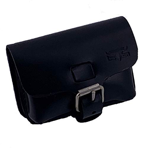 MIKA 28060401 - Gürteltasche S aus Echt Leder/Sattelleder mit unterteiltem Hauptfach und 2 Gürtelschlaufen, Hüfttasche im Querformat, Belt Pouch in schwarz, Taillentasche ca. 12 x 4 x 9 cm von MIKA