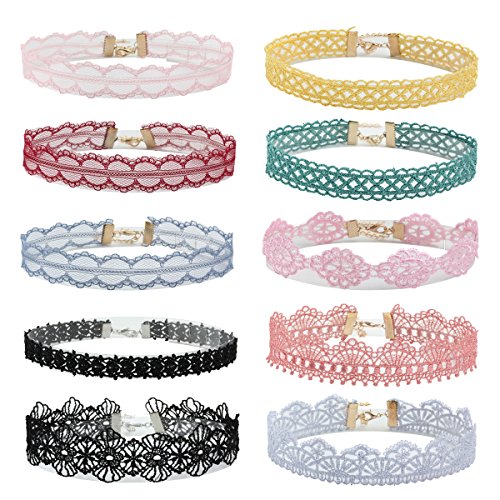 MILAKOO spitze choker für Damen gothic choker Frauen bunte Halsketten Set kragen Mädchen 10PCs von MILAKOO
