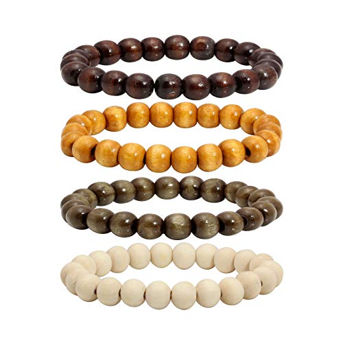 MILAKOO 10mm Holzperlen Armband Herren buddhistische Mala Gebet Handgelenk Mala Armkette Gebet Holzarmband Damen von MILAKOO